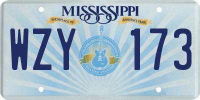 MS license plate WZY173