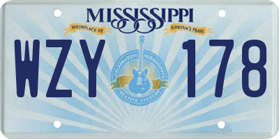 MS license plate WZY178