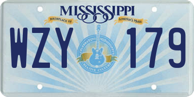 MS license plate WZY179