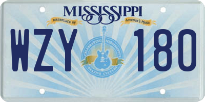 MS license plate WZY180