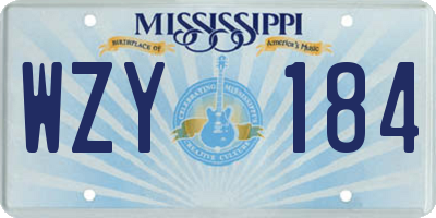 MS license plate WZY184