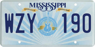 MS license plate WZY190