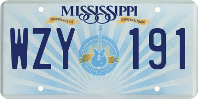 MS license plate WZY191