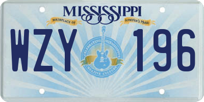 MS license plate WZY196