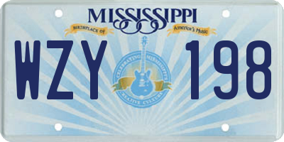MS license plate WZY198