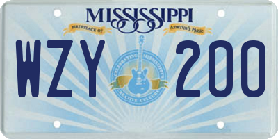MS license plate WZY200