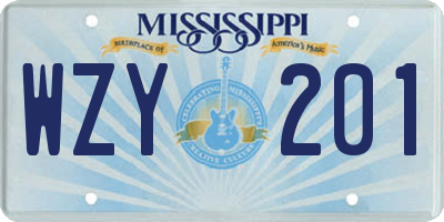 MS license plate WZY201