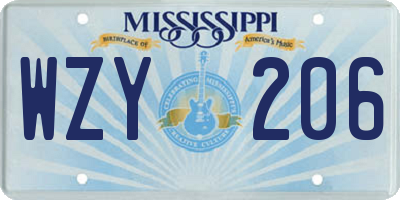 MS license plate WZY206