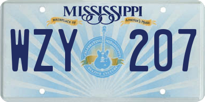 MS license plate WZY207