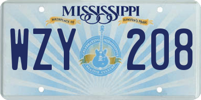 MS license plate WZY208