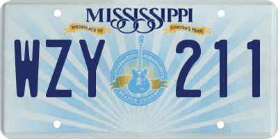 MS license plate WZY211