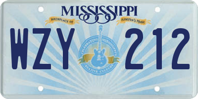MS license plate WZY212