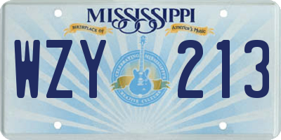 MS license plate WZY213