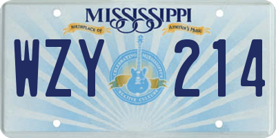 MS license plate WZY214