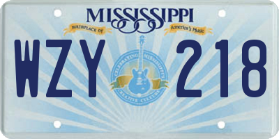 MS license plate WZY218