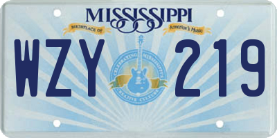 MS license plate WZY219
