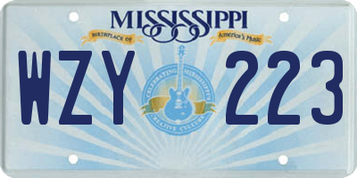 MS license plate WZY223