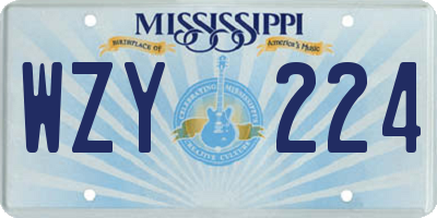 MS license plate WZY224