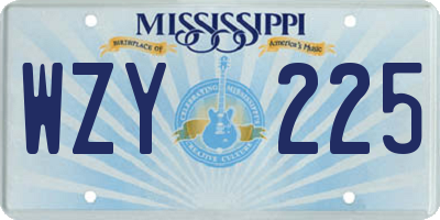 MS license plate WZY225