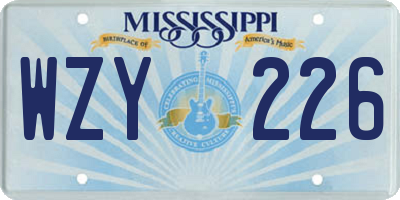 MS license plate WZY226