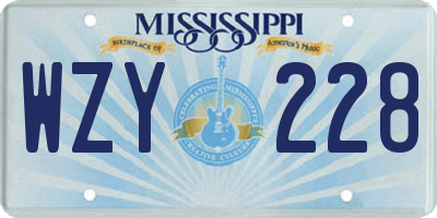 MS license plate WZY228