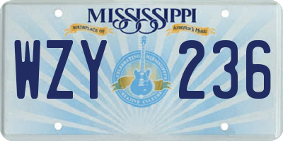 MS license plate WZY236