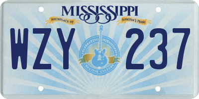 MS license plate WZY237