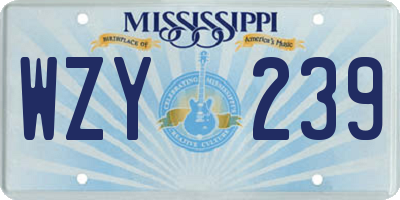 MS license plate WZY239