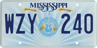 MS license plate WZY240