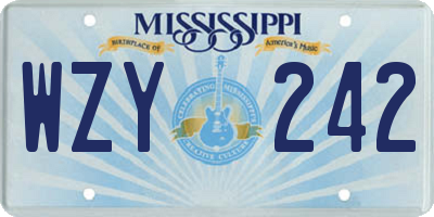 MS license plate WZY242