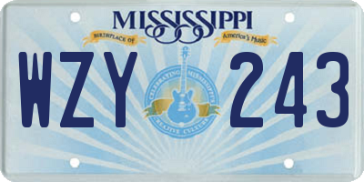 MS license plate WZY243
