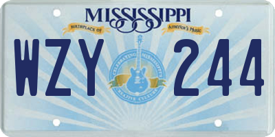 MS license plate WZY244