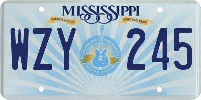 MS license plate WZY245