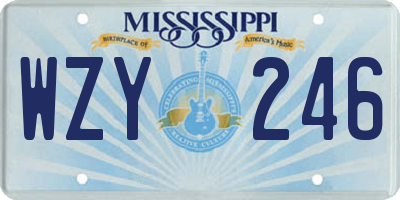 MS license plate WZY246