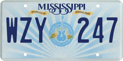 MS license plate WZY247