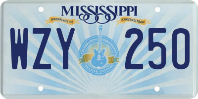 MS license plate WZY250