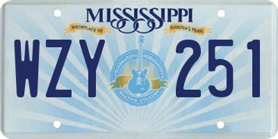 MS license plate WZY251