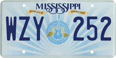 MS license plate WZY252