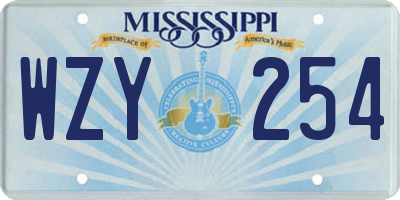 MS license plate WZY254