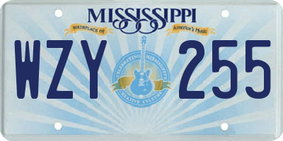 MS license plate WZY255