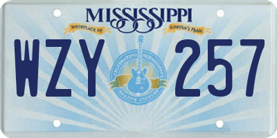 MS license plate WZY257