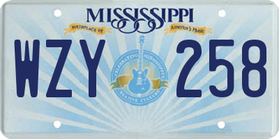 MS license plate WZY258