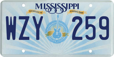 MS license plate WZY259