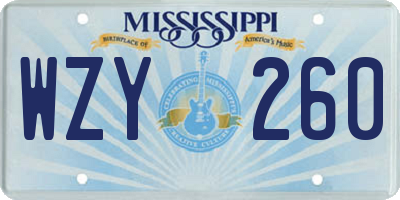 MS license plate WZY260