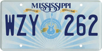 MS license plate WZY262