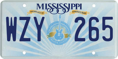 MS license plate WZY265