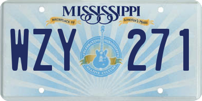MS license plate WZY271