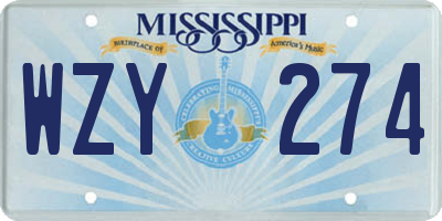 MS license plate WZY274