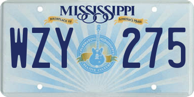 MS license plate WZY275