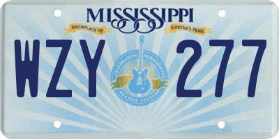 MS license plate WZY277